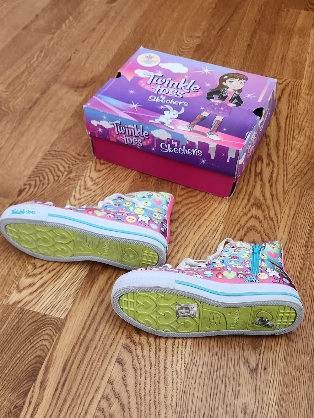 Skechers Twinkle Toes Emoji High-Top Sneakers, VGUC, Working, Girl's Size 2